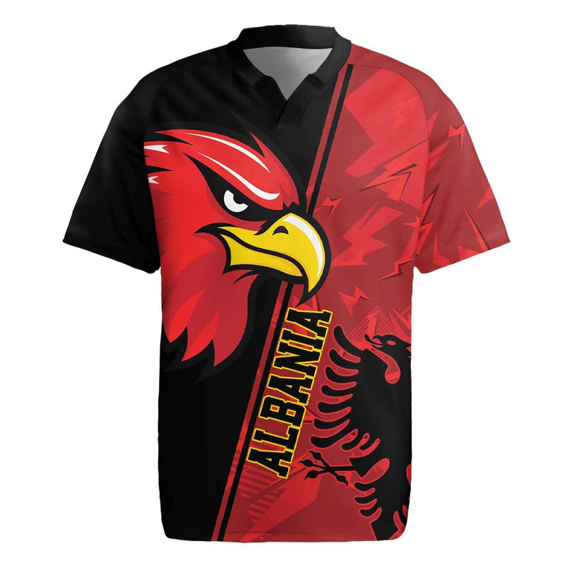 Albania Eagle National Emblem Grunge Pattern Rugby Jersey