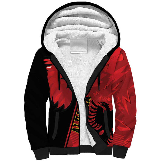 Albania Eagle National Emblem Grunge Pattern Sherpa Hoodie