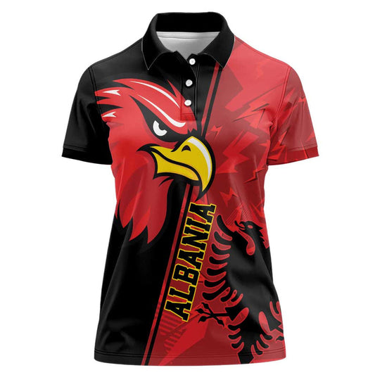 Albania Eagle National Emblem Grunge Pattern Women Polo Shirt