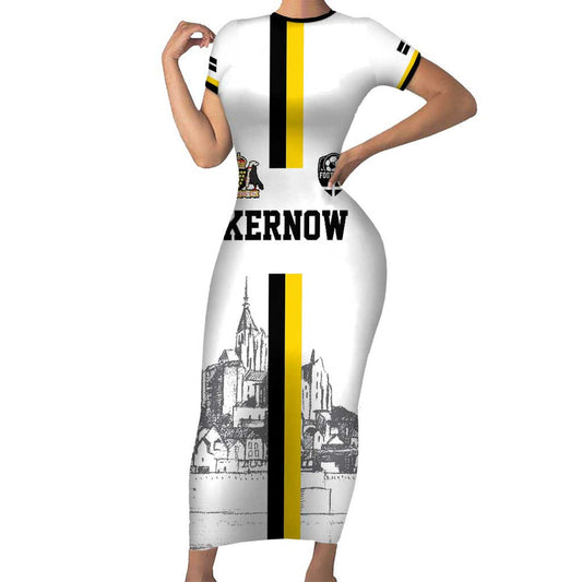 Custom Cornwall Football Mont Saint Michel Short Sleeve Bodycon Dress