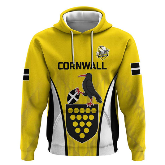 Custom Cornwall Rugby Hoodie Cornish Chough Go Champion