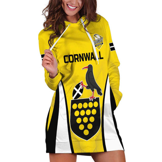 Custom Cornwall Rugby Cornish Chough Go Champion Hoodie Dress