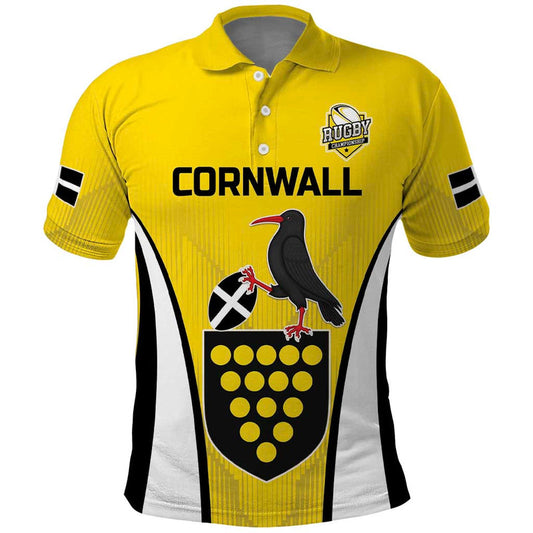 Custom Cornwall Rugby Cornish Chough Go Champion Polo Shirt