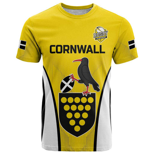 Custom Cornwall Rugby T Shirt Cornish Chough Go Champion