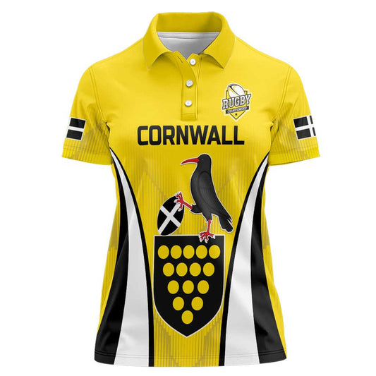 Custom Cornwall Rugby Women Polo Shirt Cornish Chough Go Champion