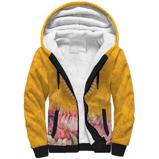Africa Dashiki King Protea Floral Motif Patterns Sherpa Hoodie