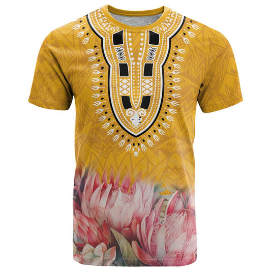Africa Dashiki King Protea Floral Motif Patterns T Shirt