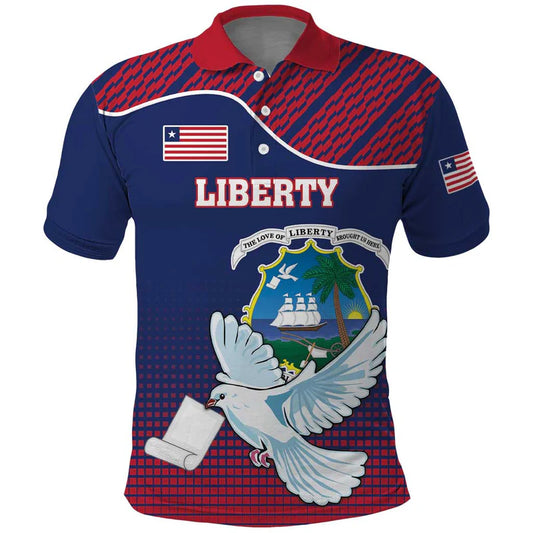 Custom Liberia White Dove With A Scroll Polo Shirt Coat Of Arms