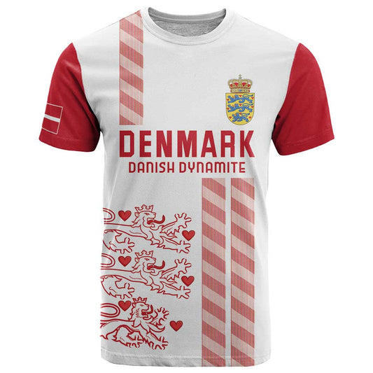 Custom Denmark Football Danish Dynamite White Version T Shirt