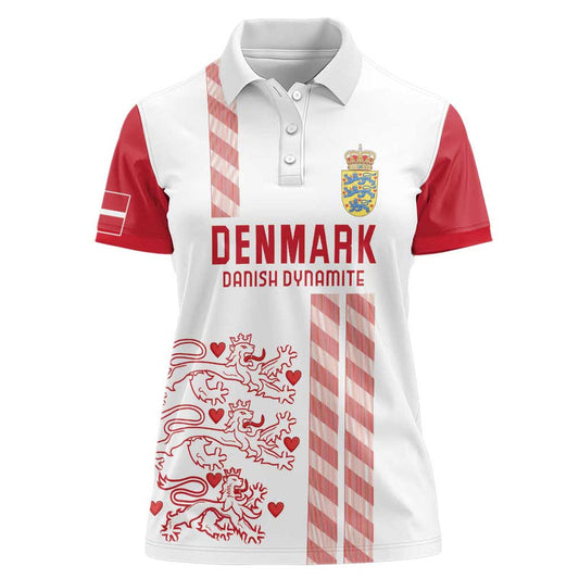 Custom Denmark Football Danish Dynamite White Version Women Polo Shirt