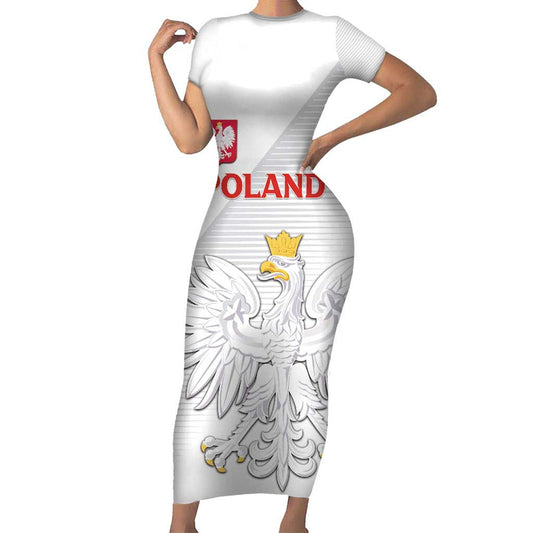Custom Poland Football Bialo-czerwoni Go Champion Short Sleeve Bodycon Dress