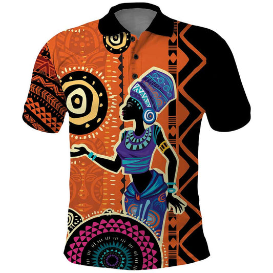 African Woman In Ethnic Dress Ethnic Geometric Patterns Polo Shirt