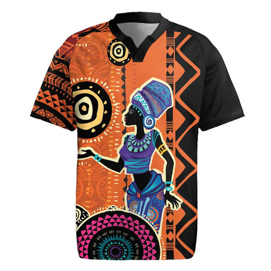 African Woman In Ethnic Dress Ethnic Geometric Patterns Rugby Jersey