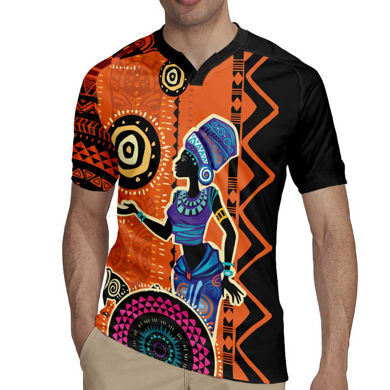 African Woman In Ethnic Dress Ethnic Geometric Patterns Rugby Jersey