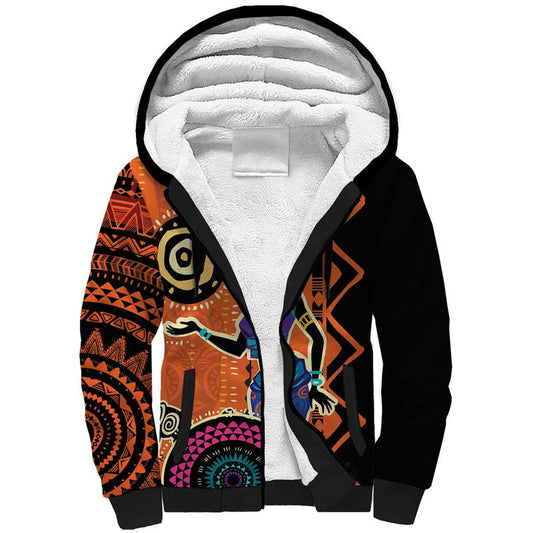 African Woman In Ethnic Dress Ethnic Geometric Patterns Sherpa Hoodie