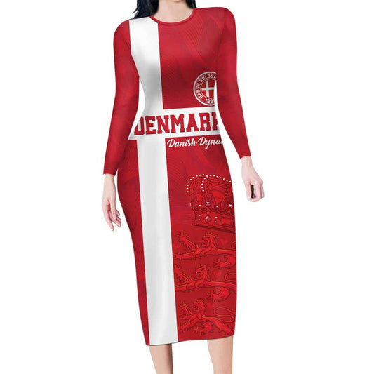 Custom Denmark Football Danish Dynamite Go Champion Long Sleeve Bodycon Dress