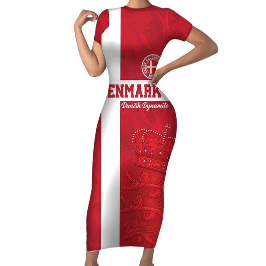 Custom Denmark Football Danish Dynamite Go Champion Short Sleeve Bodycon Dress