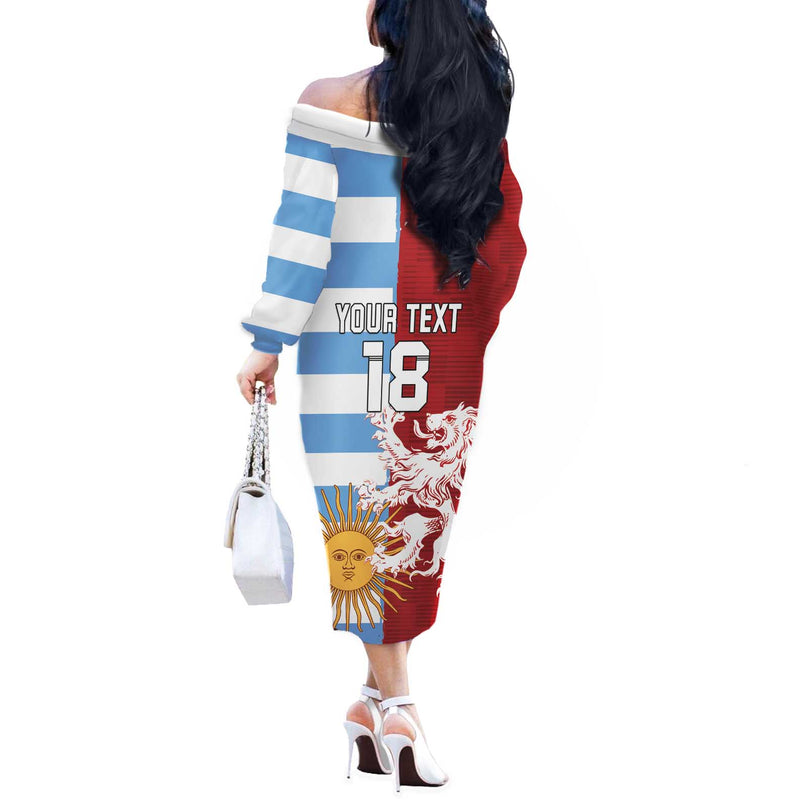 Custom British Lions Argentina Unique Style Off The Shoulder Long Sleeve Dress