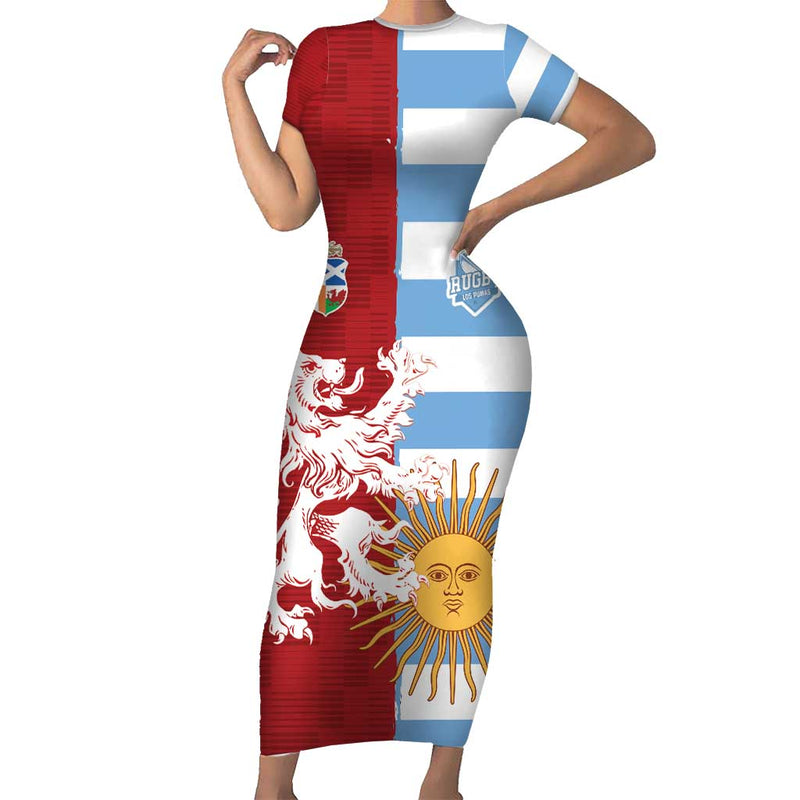 Custom British Lions Argentina Unique Style Short Sleeve Bodycon Dress