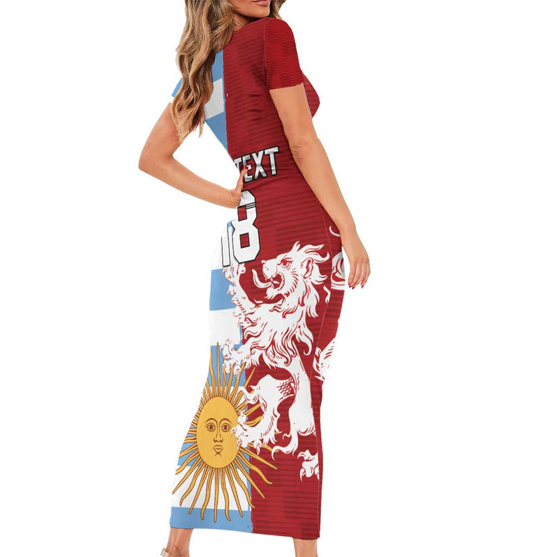 Custom British Lions Argentina Unique Style Short Sleeve Bodycon Dress
