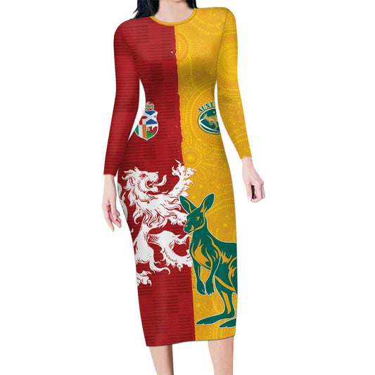 Custom British Lions Australia Unique Style Long Sleeve Bodycon Dress