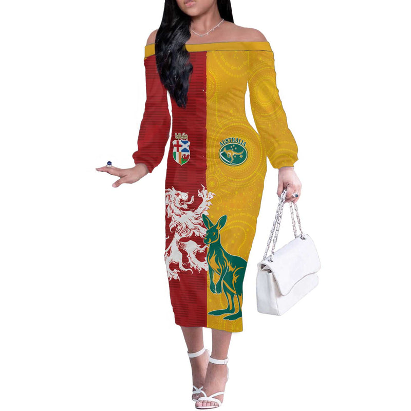 Custom British Lions Australia Unique Style Off The Shoulder Long Sleeve Dress