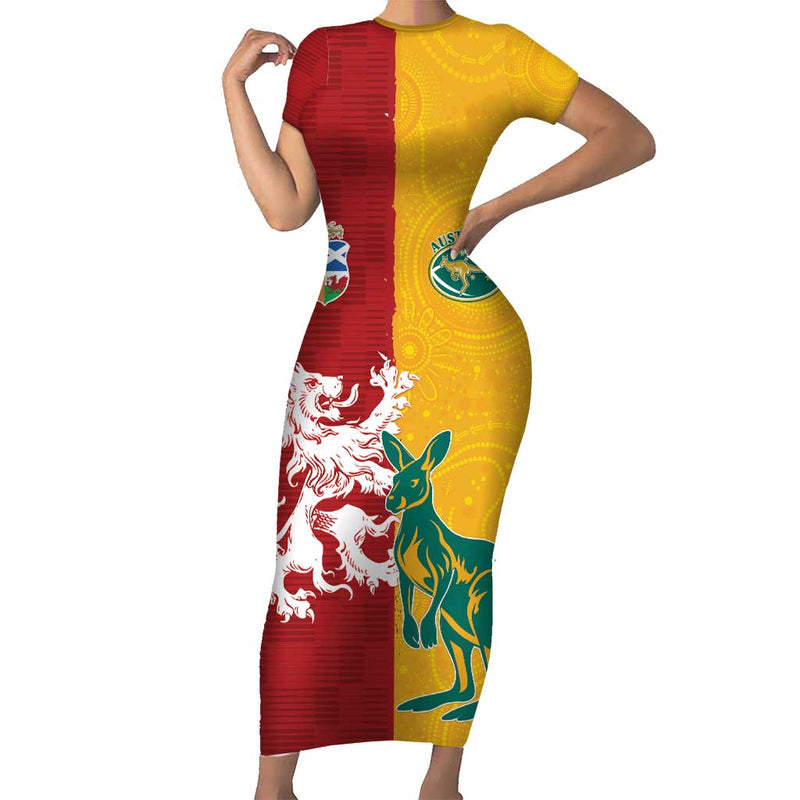 Custom British Lions Australia Unique Style Short Sleeve Bodycon Dress