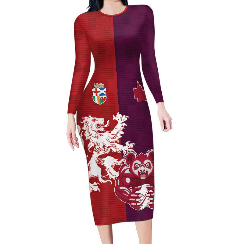 Custom British Lions Brumbies Unique Style Long Sleeve Bodycon Dress