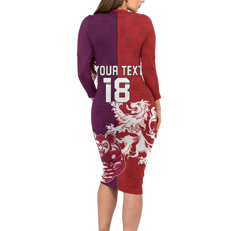 Custom British Lions Brumbies Unique Style Long Sleeve Bodycon Dress