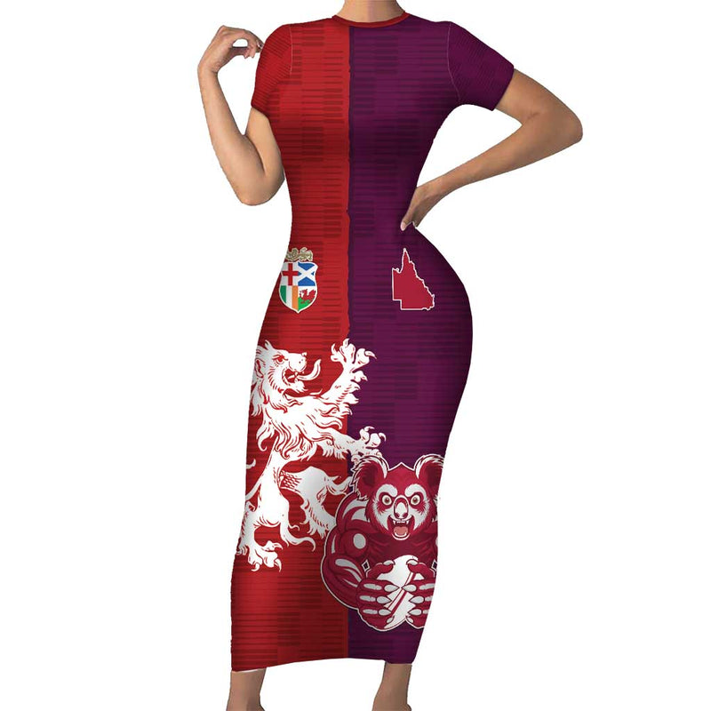Custom British Lions Brumbies Unique Style Short Sleeve Bodycon Dress