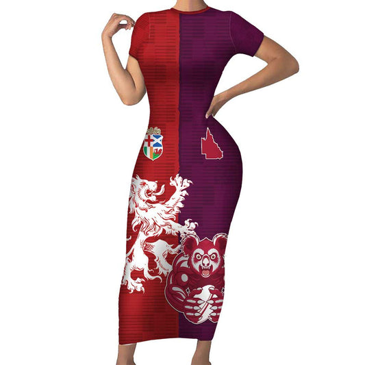Custom British Lions Brumbies Unique Style Short Sleeve Bodycon Dress