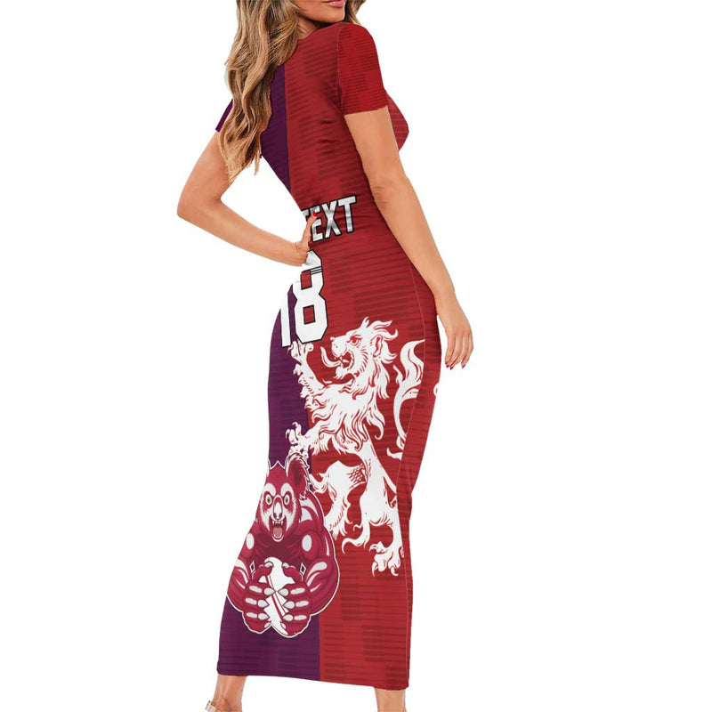 Custom British Lions Brumbies Unique Style Short Sleeve Bodycon Dress