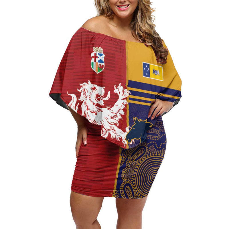 Custom British Lions Queensland Unique Style Off Shoulder Short Dress
