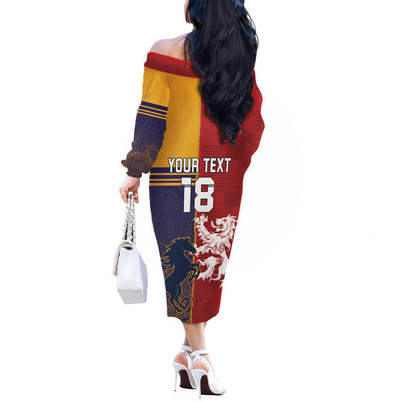 Custom British Lions Queensland Unique Style Off The Shoulder Long Sleeve Dress