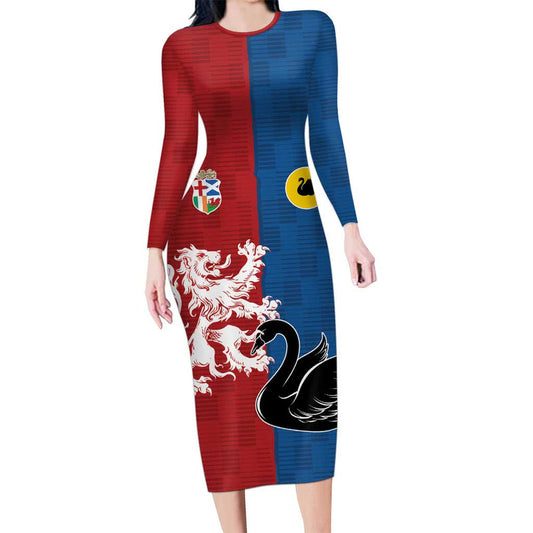 Custom British Lions Western Force Unique Style Long Sleeve Bodycon Dress