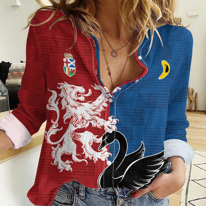 Custom British Lions Western Force Unique Style Women Casual Shirt
