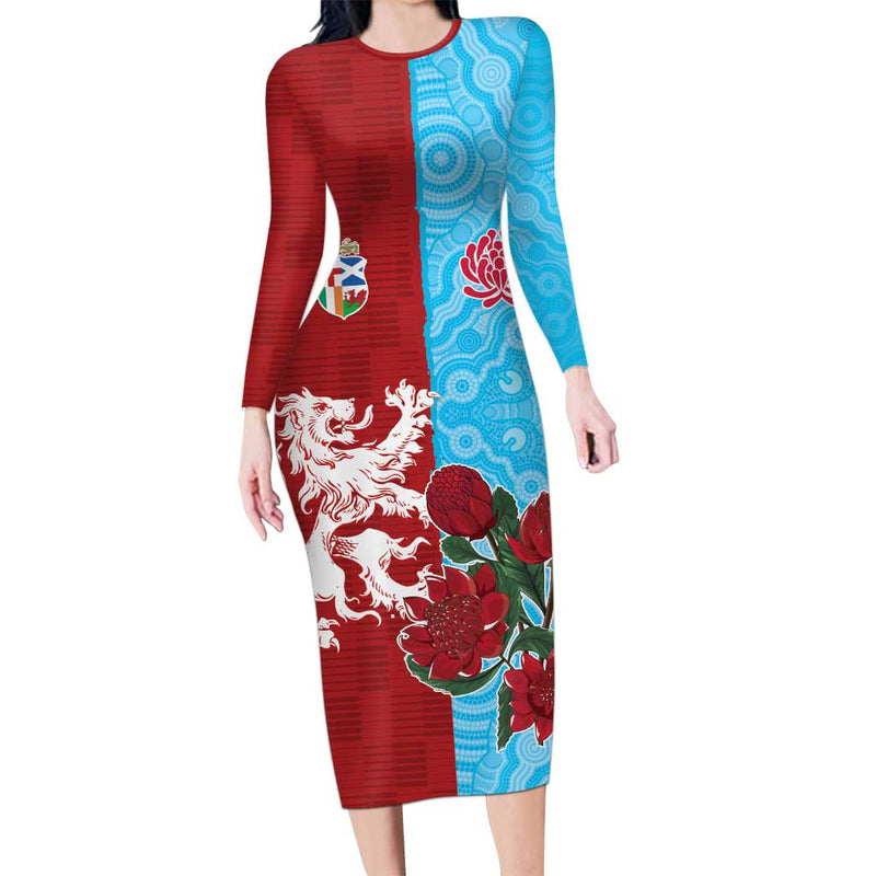 Custom British Lions Waratahs Unique Style Long Sleeve Bodycon Dress