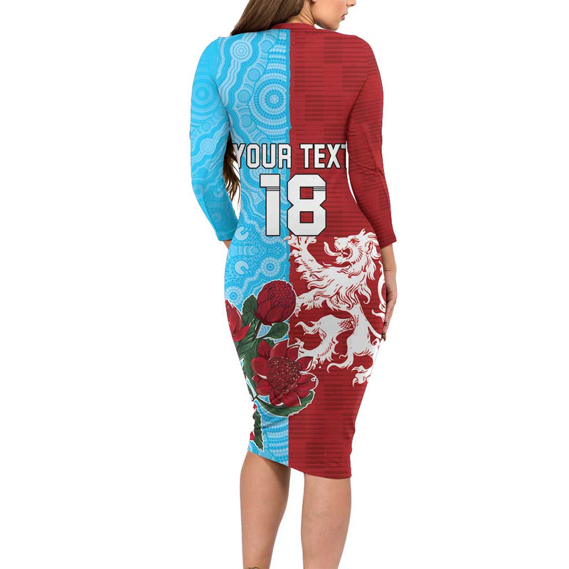 Custom British Lions Waratahs Unique Style Long Sleeve Bodycon Dress