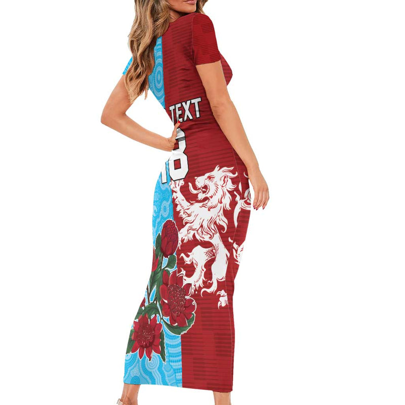 Custom British Lions Waratahs Unique Style Short Sleeve Bodycon Dress