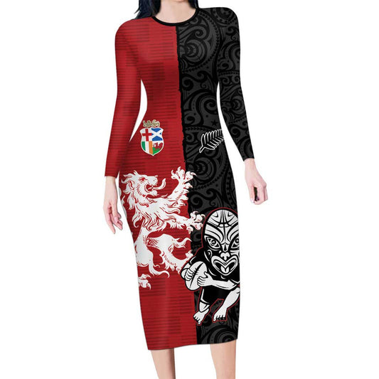Custom British Lions New Zealand Unique Style Long Sleeve Bodycon Dress