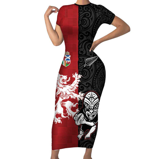 Custom British Lions New Zealand Unique Style Short Sleeve Bodycon Dress