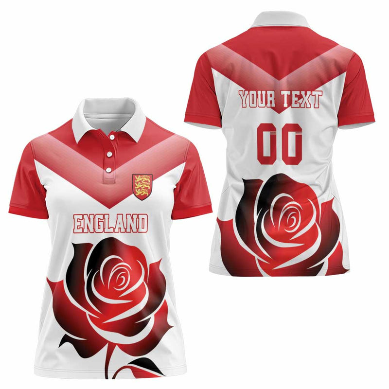 Custom England Rugby Red Rose Sporty Style Women Polo Shirt