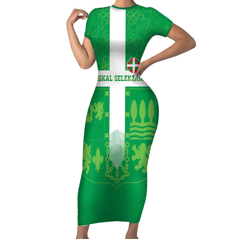 Custom Basque Euskadi Football Euskal Selekzioa Go Champion Short Sleeve Bodycon Dress