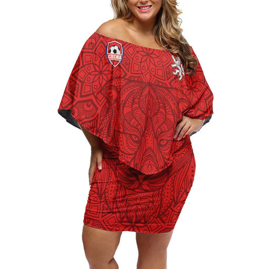 Custom Czech Republic Football Red Version Go Champion Sporty Style Off Shoulder Short Dress