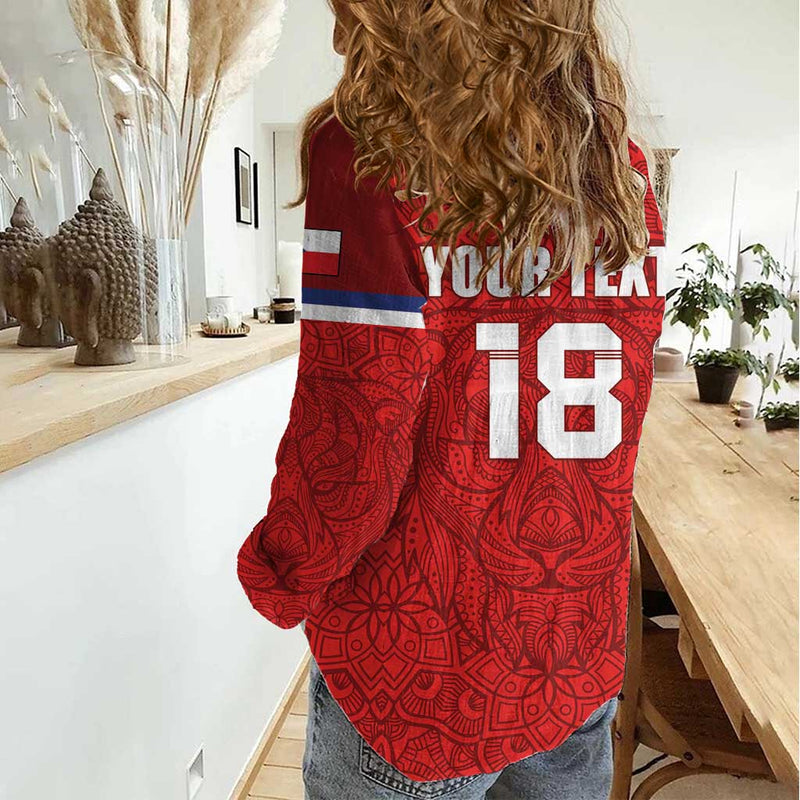 Custom Czech Republic Football Red Version Go Champion Sporty Style Women Casual Shirt
