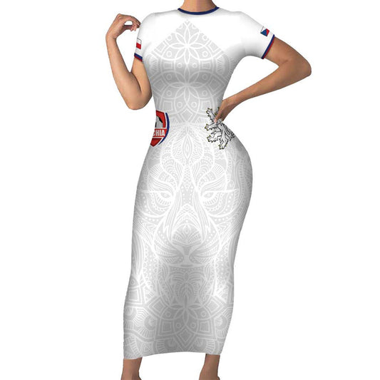 Custom Czech Republic Football White Version Go Champion Sporty Style Short Sleeve Bodycon Dress