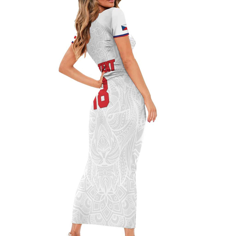 Custom Czech Republic Football White Version Go Champion Sporty Style Short Sleeve Bodycon Dress