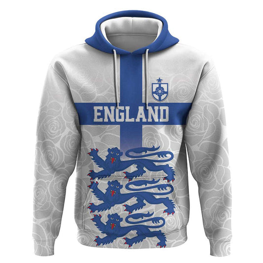 Custom England Fooball The Three Lions Blue Version Hoodie