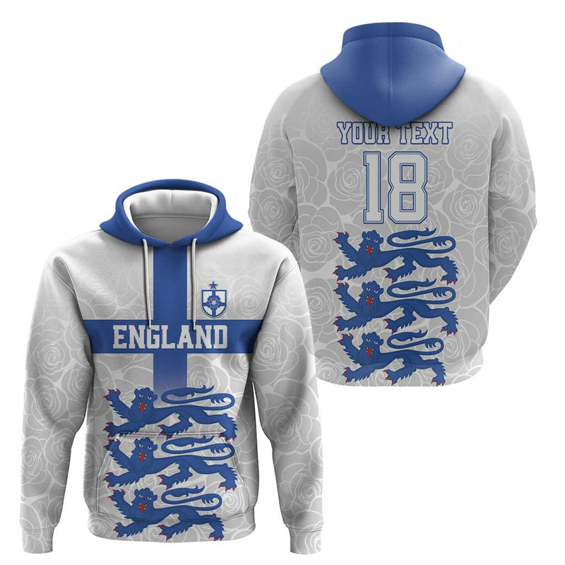 Custom England Fooball The Three Lions Blue Version Hoodie