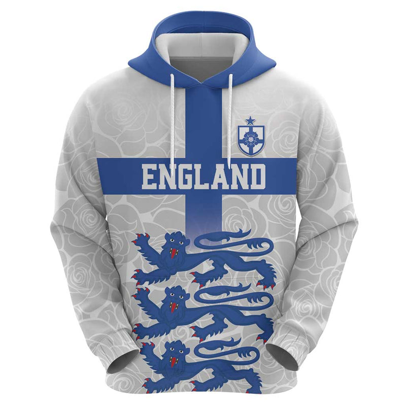 Custom England Fooball The Three Lions Blue Version Hoodie